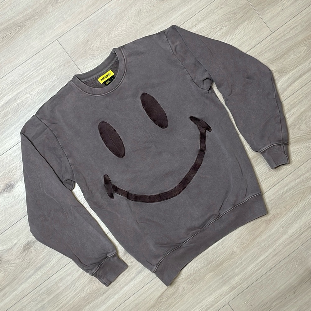 MARKET Brown Big Logo Smiley Face Crewneck